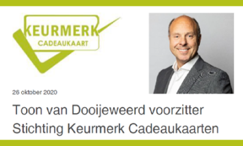 Persbericht: nieuwe voorzitter Stichting Keurmerk Cadeaukaarten
